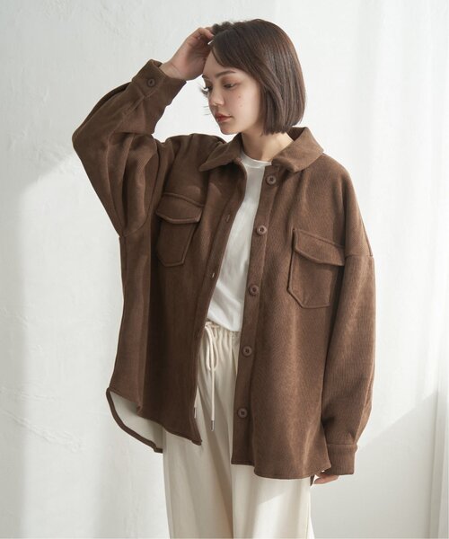 notch.（ノッチ）の「コーデュロイ裏フリースCPOジャケット（その他アウター・レディース・ブラック/アイボリー/ブラウン・M）」の7枚目の写真