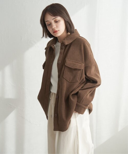 notch.（ノッチ）の「コーデュロイ裏フリースCPOジャケット（その他アウター・レディース・ブラック/アイボリー/ブラウン・M）」の8枚目の写真