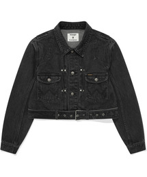 [COVERNAT x WRANGLER] ウィメンズ オリジナル デニム クロップ ベルト付きジャケット ダークグレー