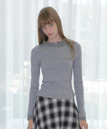 LAYERED SLIM HOODIE [MELANGE]