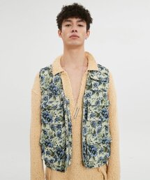MOONSUN（ムーンサン）の「UNISEX, Elie Flower Fisherman Vest / Blue Flower（ベスト）」
