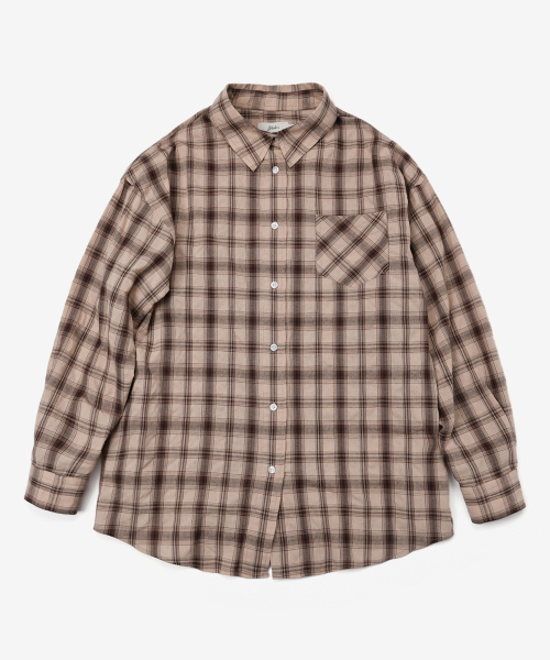 YALE(イェール)の「ウィメンズルーズフィットマルチチェックシャツ_ベージュ(シャツ/ブラウス・レディース・その他・SMALL/MEDIUM)」の1枚目の写真
