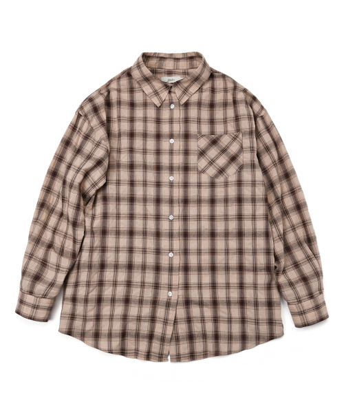 YALE(イェール)の「ウィメンズルーズフィットマルチチェックシャツ_ベージュ(シャツ/ブラウス・レディース・その他・SMALL/MEDIUM)」の2枚目の写真