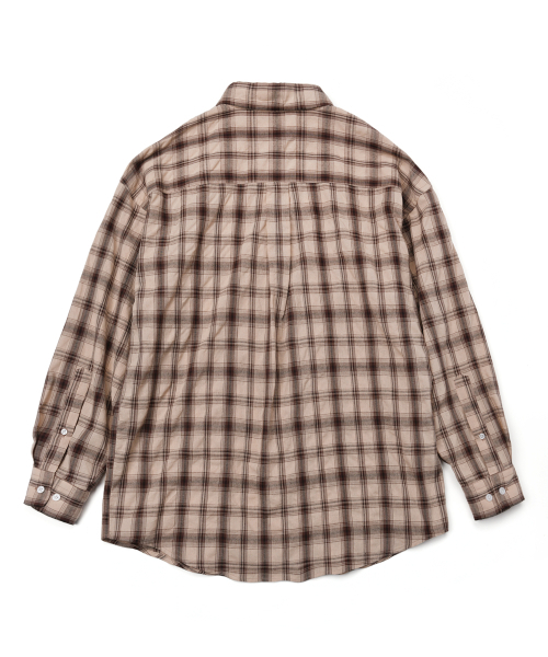 YALE(イェール)の「ウィメンズルーズフィットマルチチェックシャツ_ベージュ(シャツ/ブラウス・レディース・その他・SMALL/MEDIUM)」の3枚目の写真