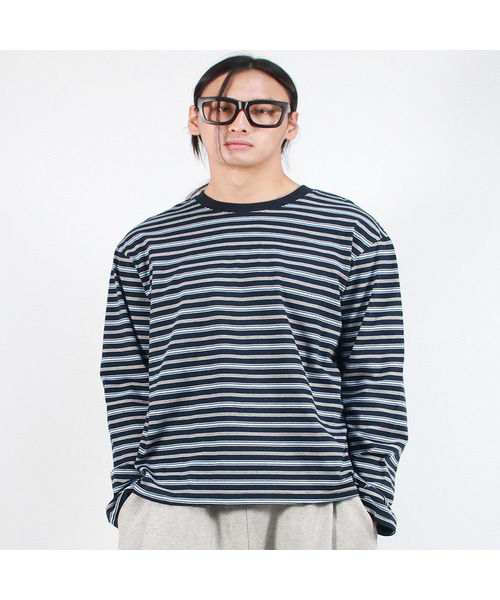 DEMARC(ドゥマーク)の「M MULTI STRIPE LONG SLEEVE TEE - Navy(Tシャツ/カットソー・メンズ・その他・MEDIUM/LARGE)」の1枚目の写真