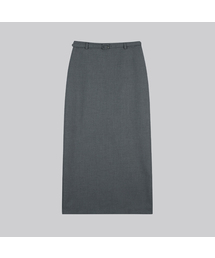 Stripe belted H-line long skirt FRFA01SK03_Charcoal