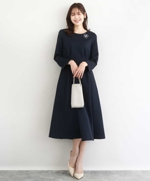 MK MICHEL KLEIN | スムースダンボール タックワンピース/洗える(ワンピース)