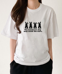 WISSY（ウィッシー）の「ラビットロゴ 半袖Tシャツ (WS021) ホワイト（Tシャツ/カットソー）」