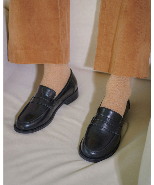 コア ラウンド ベーシック ペニーローファー - ブラック PU