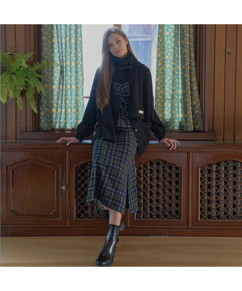 AVANT-G(アバン)の「Tartan Check Shirring Dress - BROWN(ワンピース・レディース・ダークグリーン/ブラウン・FREE)」の1枚目の写真