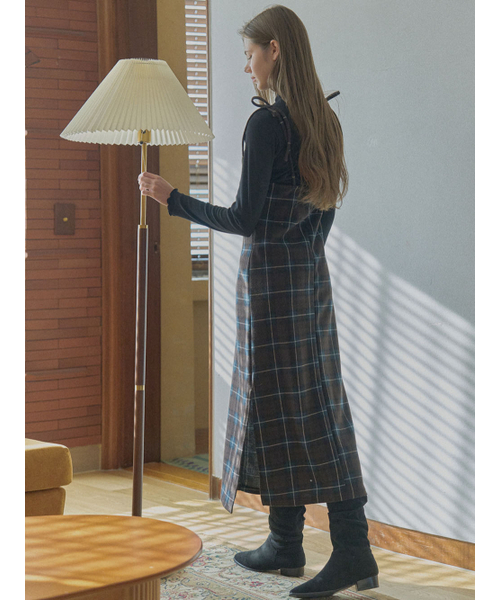AVANT-G(アバン)の「Tartan Check Shirring Dress - BROWN(ワンピース・レディース・ダークグリーン/ブラウン・FREE)」の5枚目の写真