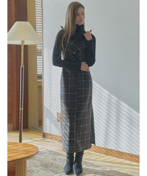 AVANT-G(アバン)の「Tartan Check Shirring Dress - BROWN(ワンピース・レディース・ダークグリーン/ブラウン・FREE)」の6枚目の写真
