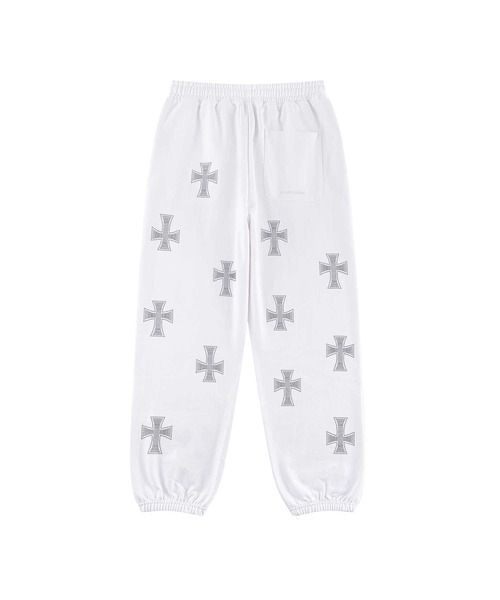 UNKNOWN LONDON（アンノウン・ロンドン）の「スエットパンツ｜White Cross Rhinestone Jogger｜Unknown London（スウェットパンツ・メンズ・ホワイト・MEDIUM/LARGE/X-LARGE/SMALL）」の2枚目の写真