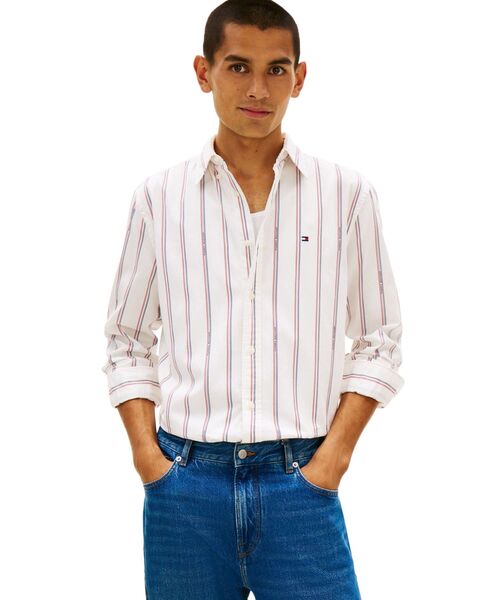 TOMMY HILFIGER(トミーヒルフィガー)の「ポプリンジャカードストライプシャツ(シャツ/ブラウス・メンズ・マルチ・SMALL/MEDIUM/LARGE/X-LARGE)」の1枚目の写真