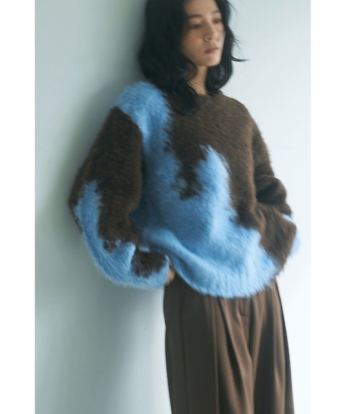 marjour(マージュール)の「INTARSIA BICOLOR MOHAIR KNIT(ニット/セーター・レディース・ブラウン/オフホワイト・M)」の2枚目の写真