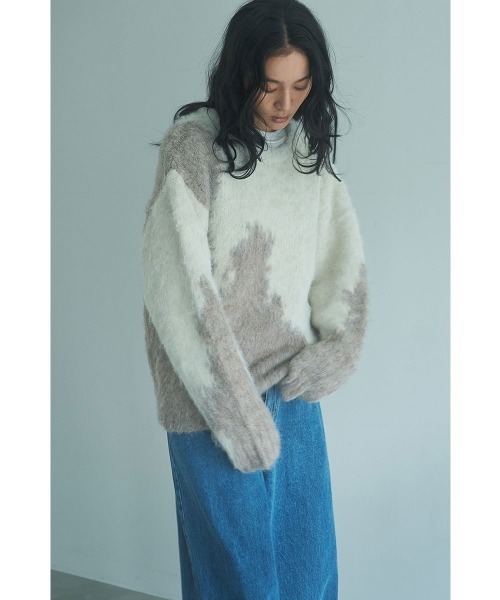 marjour(マージュール)の「INTARSIA BICOLOR MOHAIR KNIT(ニット/セーター・レディース・ブラウン/オフホワイト・M)」の1枚目の写真