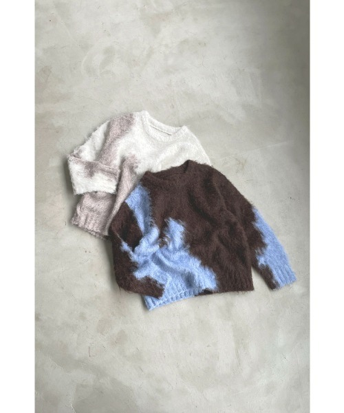 marjour(マージュール)の「INTARSIA BICOLOR MOHAIR KNIT(ニット/セーター・レディース・ブラウン/オフホワイト・M)」の4枚目の写真