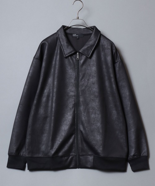 ANPAS(アンパス)の「Faux Leather-Style Collared Light Jacket/PUレザー風襟付きブルゾン フェイクレザー加工ジャケット ライトアウター メンズ(ブルゾン・メンズ・ブラウン/ブラック・M/L/LL)」の1枚目の写真