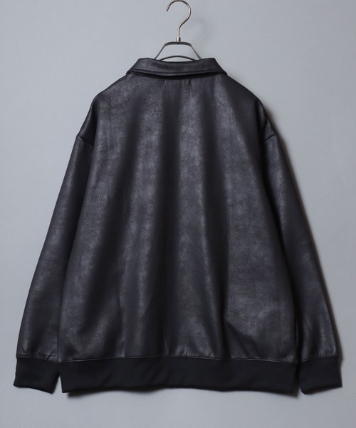 ANPAS(アンパス)の「Faux Leather-Style Collared Light Jacket/PUレザー風襟付きブルゾン フェイクレザー加工ジャケット ライトアウター メンズ(ブルゾン・メンズ・ブラウン/ブラック・M/L/LL)」の3枚目の写真