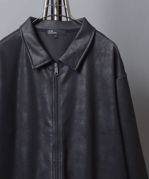 ANPAS(アンパス)の「Faux Leather-Style Collared Light Jacket/PUレザー風襟付きブルゾン フェイクレザー加工ジャケット ライトアウター メンズ(ブルゾン・メンズ・ブラウン/ブラック・M/L/LL)」の14枚目の写真