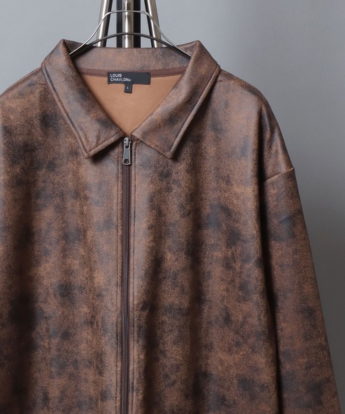 ANPAS(アンパス)の「Faux Leather-Style Collared Light Jacket/PUレザー風襟付きブルゾン フェイクレザー加工ジャケット ライトアウター メンズ(ブルゾン・メンズ・ブラウン/ブラック・M/L/LL)」の15枚目の写真
