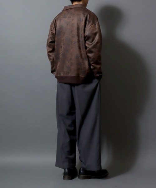 ANPAS(アンパス)の「Faux Leather-Style Collared Light Jacket/PUレザー風襟付きブルゾン フェイクレザー加工ジャケット ライトアウター メンズ(ブルゾン・メンズ・ブラウン/ブラック・M/L/LL)」の19枚目の写真