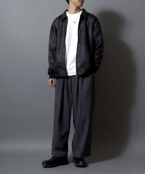 ANPAS(アンパス)の「Faux Leather-Style Collared Light Jacket/PUレザー風襟付きブルゾン フェイクレザー加工ジャケット ライトアウター メンズ(ブルゾン・メンズ・ブラウン/ブラック・M/L/LL)」の20枚目の写真