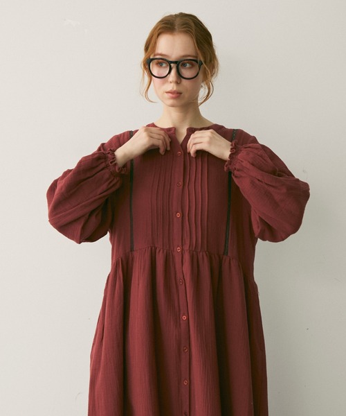 セール】タックレースダブルガーゼワンピース（ワンピース）｜Crisp