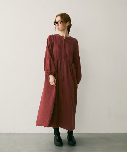 Crisp(クリスプ)の「タックレースダブルガーゼワンピース(ワンピース・レディース・レッド/グレイッシュブルー・FREE)」の13枚目の写真