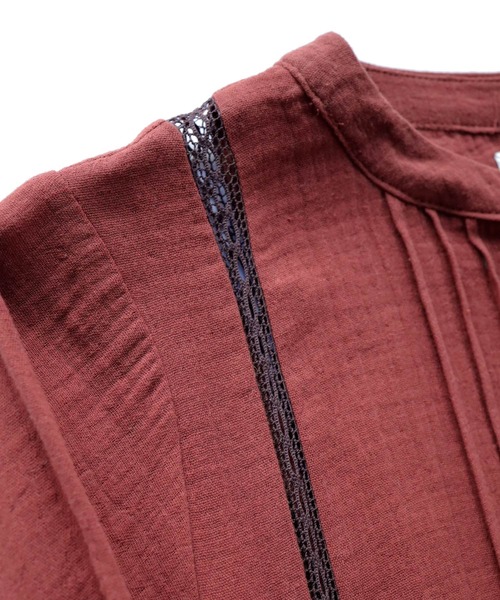 Crisp(クリスプ)の「タックレースダブルガーゼワンピース(ワンピース・レディース・レッド/グレイッシュブルー・FREE)」の20枚目の写真