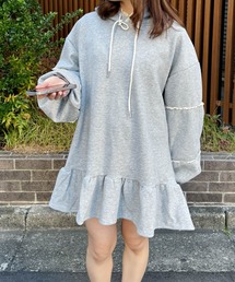 frunco | 裏起毛フリルスエットパーカーワンピ(ワンピース)