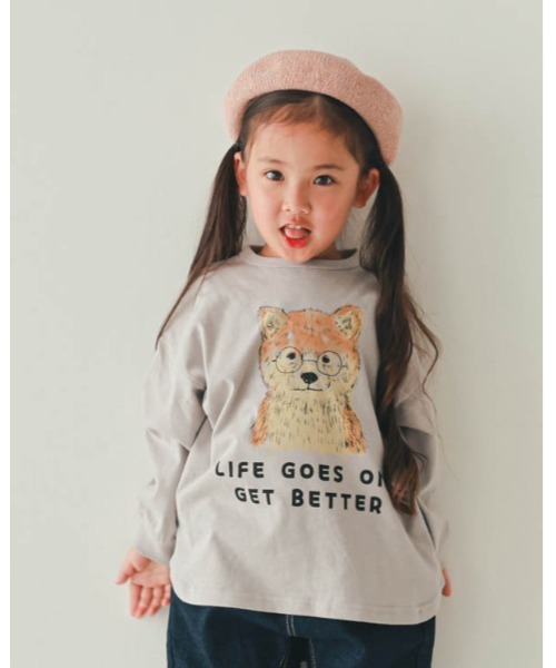 nicohrat(ニコフラート)の「ニコフラート 柴犬ロングTシャツ(Tシャツ/カットソー・キッズ・グレー/グリーン/オフホワイト・120cm/110cm/100cm/140cm/130cm/90cm)」の3枚目の写真