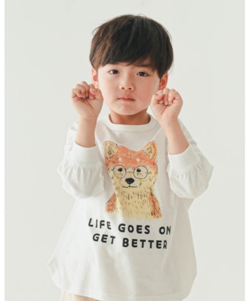 nicohrat(ニコフラート)の「ニコフラート 柴犬ロングTシャツ(Tシャツ/カットソー・キッズ・グレー/グリーン/オフホワイト・120cm/110cm/100cm/140cm/130cm/90cm)」の16枚目の写真