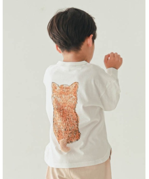 nicohrat(ニコフラート)の「ニコフラート 柴犬ロングTシャツ(Tシャツ/カットソー・キッズ・グレー/グリーン/オフホワイト・120cm/110cm/100cm/140cm/130cm/90cm)」の18枚目の写真