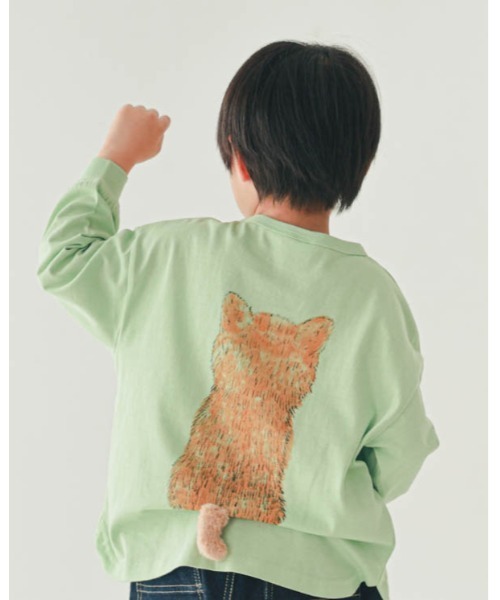 nicohrat(ニコフラート)の「ニコフラート 柴犬ロングTシャツ(Tシャツ/カットソー・キッズ・グレー/グリーン/オフホワイト・120cm/110cm/100cm/140cm/130cm/90cm)」の4枚目の写真