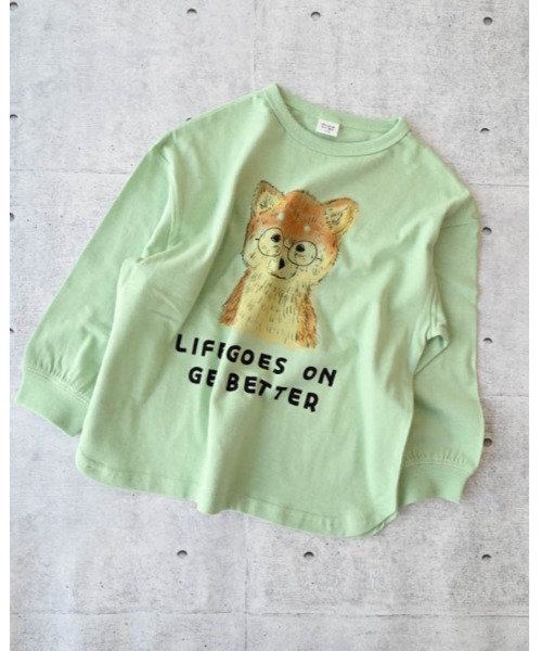 nicohrat(ニコフラート)の「ニコフラート 柴犬ロングTシャツ(Tシャツ/カットソー・キッズ・グレー/グリーン/オフホワイト・120cm/110cm/100cm/140cm/130cm/90cm)」の8枚目の写真