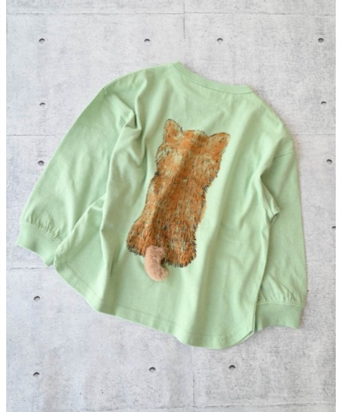nicohrat(ニコフラート)の「ニコフラート 柴犬ロングTシャツ(Tシャツ/カットソー・キッズ・グレー/グリーン/オフホワイト・120cm/110cm/100cm/140cm/130cm/90cm)」の9枚目の写真