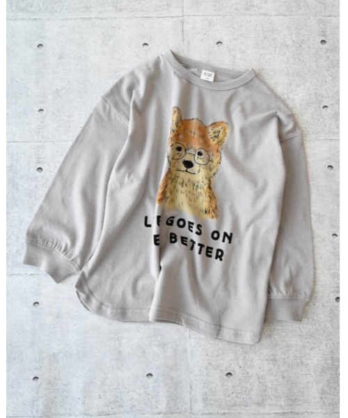 nicohrat(ニコフラート)の「ニコフラート 柴犬ロングTシャツ(Tシャツ/カットソー・キッズ・グレー/グリーン/オフホワイト・120cm/110cm/100cm/140cm/130cm/90cm)」の10枚目の写真