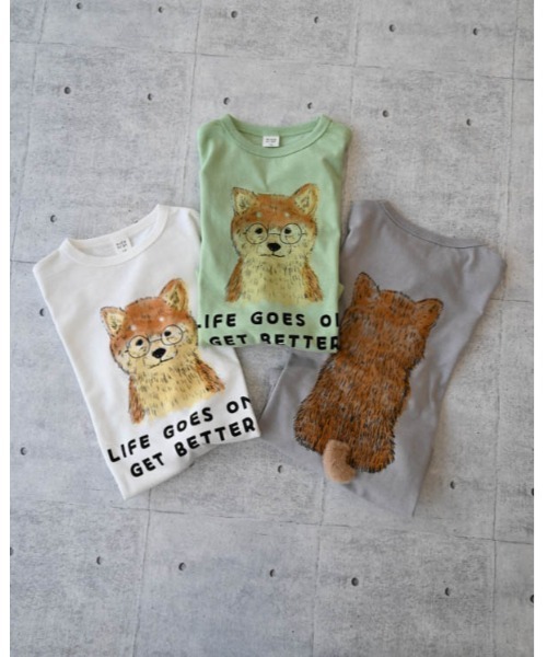 nicohrat(ニコフラート)の「ニコフラート 柴犬ロングTシャツ(Tシャツ/カットソー・キッズ・グレー/グリーン/オフホワイト・120cm/110cm/100cm/140cm/130cm/90cm)」の14枚目の写真