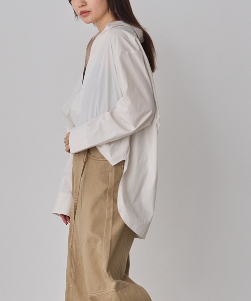 hunch（ハンチ）の「ブロード/テンセルデニム スキッパーシャツ（シャツ/ブラウス・レディース・ライトインディゴブルー/オフホワイト/インディゴブルー/チャコール・FREE）」の5枚目の写真