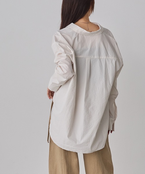 hunch（ハンチ）の「ブロード/テンセルデニム スキッパーシャツ（シャツ/ブラウス・レディース・ライトインディゴブルー/オフホワイト/インディゴブルー/チャコール・FREE）」の6枚目の写真