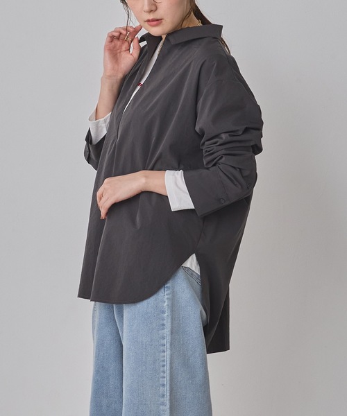 hunch（ハンチ）の「ブロード/テンセルデニム スキッパーシャツ（シャツ/ブラウス・レディース・ライトインディゴブルー/オフホワイト/インディゴブルー/チャコール・FREE）」の13枚目の写真