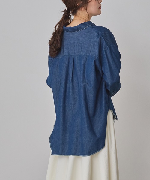 hunch（ハンチ）の「ブロード/テンセルデニム スキッパーシャツ（シャツ/ブラウス・レディース・ライトインディゴブルー/オフホワイト/インディゴブルー/チャコール・FREE）」の19枚目の写真