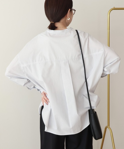 AMERICAN HOLIC(アメリカンホリック)の「【イージーケア】ストライプVネックシャツ(シャツ/ブラウス・レディース・イエロー/サックスブルー/オフホワイト・M/L)」の7枚目の写真