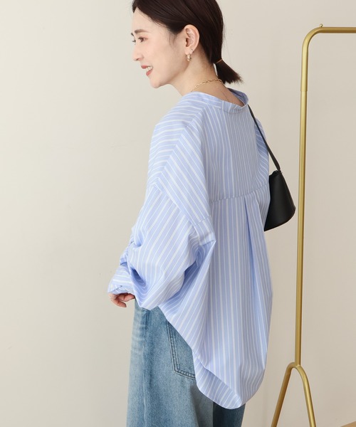 AMERICAN HOLIC(アメリカンホリック)の「【イージーケア】ストライプVネックシャツ(シャツ/ブラウス・レディース・イエロー/サックスブルー/オフホワイト・M/L)」の11枚目の写真