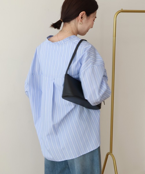 AMERICAN HOLIC(アメリカンホリック)の「【イージーケア】ストライプVネックシャツ(シャツ/ブラウス・レディース・イエロー/サックスブルー/オフホワイト・M/L)」の12枚目の写真