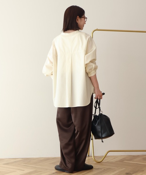 AMERICAN HOLIC(アメリカンホリック)の「【イージーケア】ストライプVネックシャツ(シャツ/ブラウス・レディース・イエロー/サックスブルー/オフホワイト・M/L)」の22枚目の写真