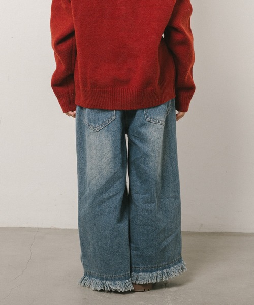 URBAN CHERRY（アーバンチェリー）の「裾フリンジワイドデニムパンツ（デニムパンツ・キッズ・ブルー・140cm/130cm/120cm/110cm）」の21枚目の写真
