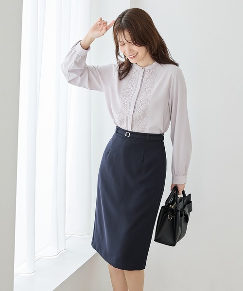 Honeys(ハニーズ)の「レース使いブラウス(シャツ/ブラウス・レディース・ピンク/サックスブルー/アイボリー/ネイビー/アイボリー系・S/M/LL/L)」の9枚目の写真