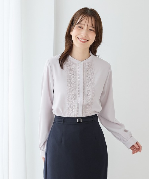 Honeys(ハニーズ)の「レース使いブラウス(シャツ/ブラウス・レディース・ピンク/サックスブルー/アイボリー/ネイビー/アイボリー系・S/M/LL/L)」の8枚目の写真